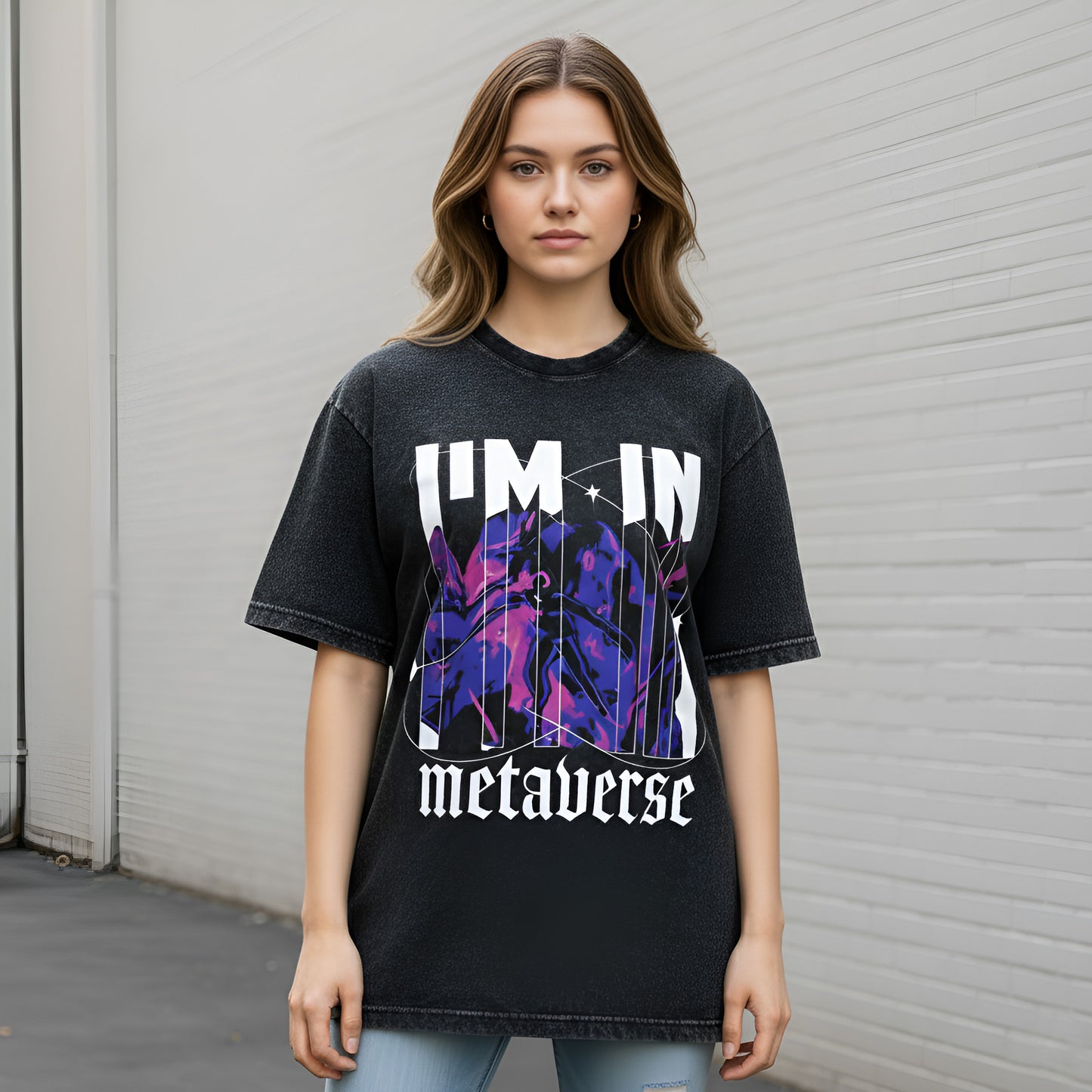 METAVERSE OVERSIZED STONE WASH T-SHIRT