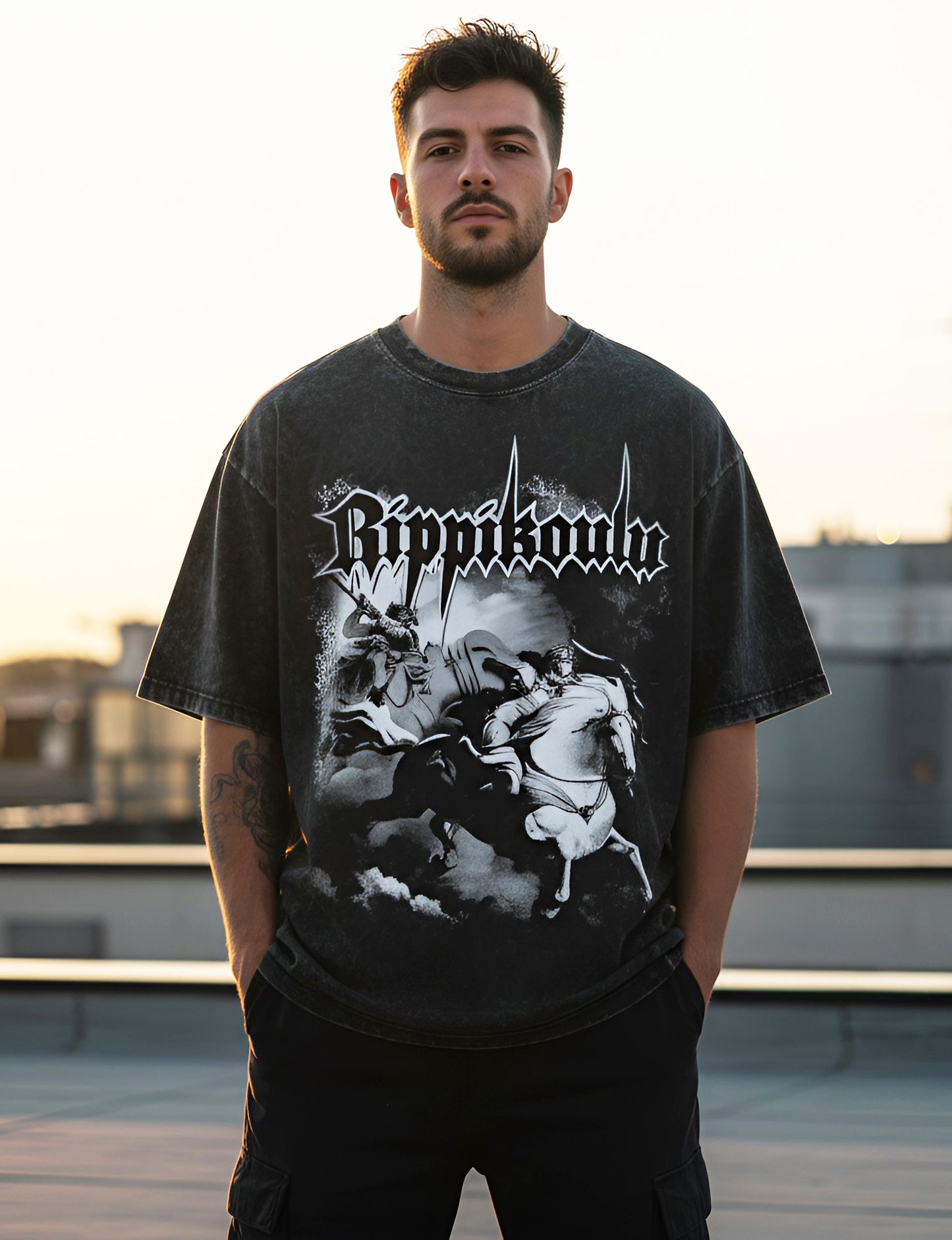 RIPPIKOULU OVERSIZE STONE WASH T-SHIRT